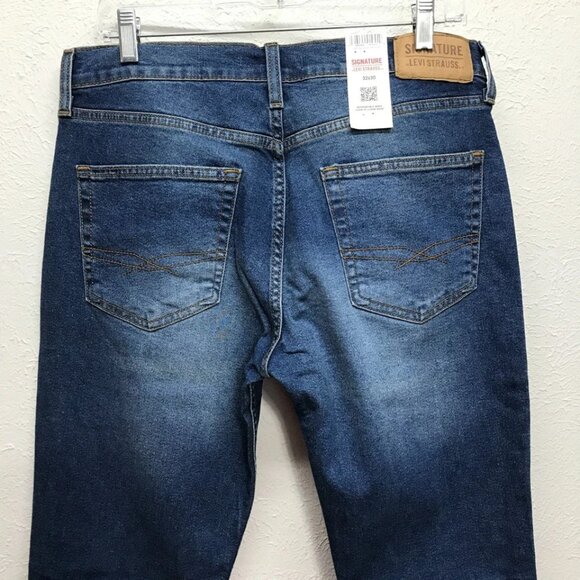 Signature Levis Strauss Jeans Mens 32x30 Slim Fit Blue Stretch Denim Super Flex - Picture 6 of 12